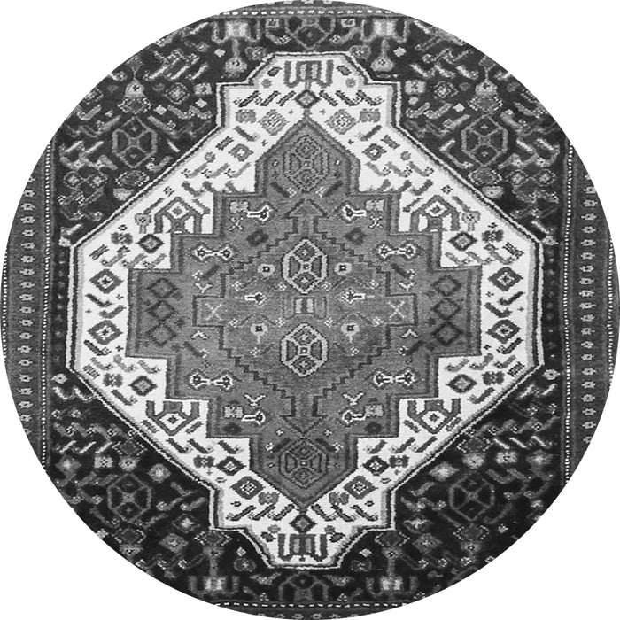 Machine Washable Medallion Gray Traditional Rug, wshtr1187gry