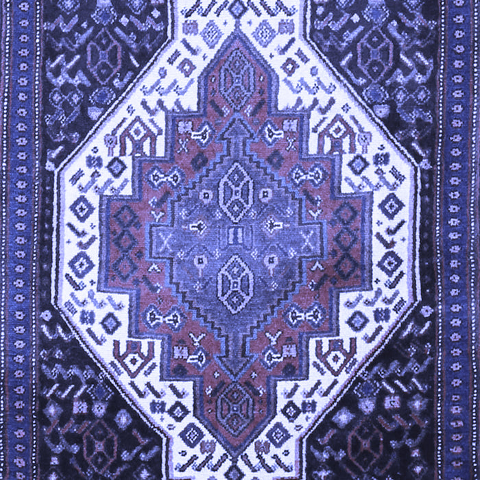 Machine Washable Medallion Blue Traditional Rug, wshtr1187blu