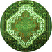 Square Medallion Green Traditional Rug, tr1187grn