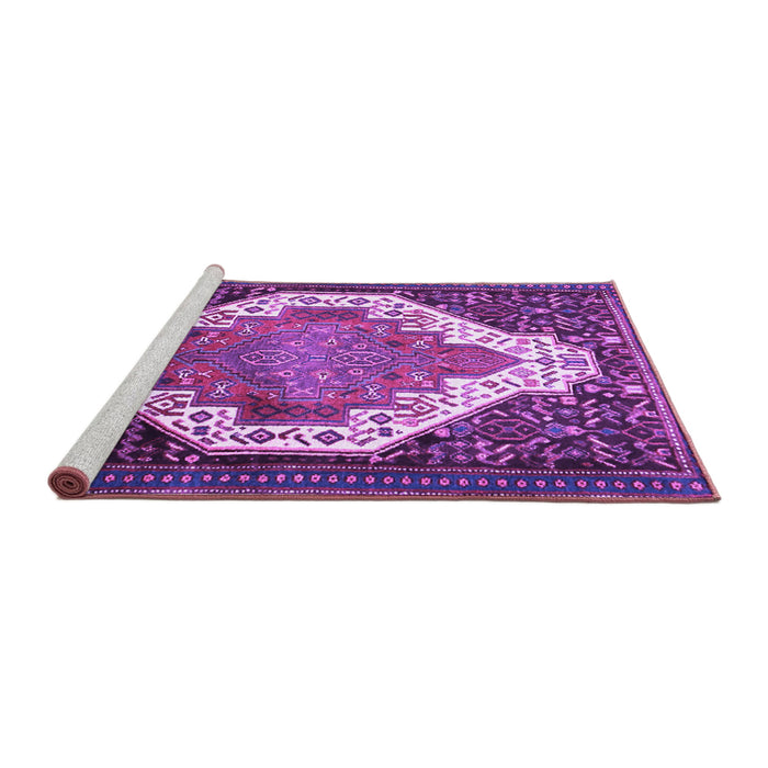 Sideview of Machine Washable Medallion Purple Traditional Area Rugs, wshtr1187pur
