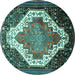 Round Medallion Turquoise Traditional Rug, tr1187turq