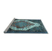 Sideview of Machine Washable Medallion Light Blue Traditional Rug, wshtr1187lblu