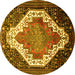 Round Medallion Yellow Traditional Rug, tr1187yw