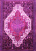 Machine Washable Medallion Pink Traditional Rug, wshtr1187pnk