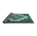 Sideview of Medallion Turquoise Traditional Rug, tr1187turq