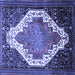 Square Medallion Blue Traditional Rug, tr1187blu