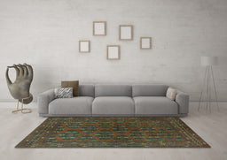 Machine Washable Persian Turquoise Traditional Area Rugs in a Living Room,, wshtr1188turq