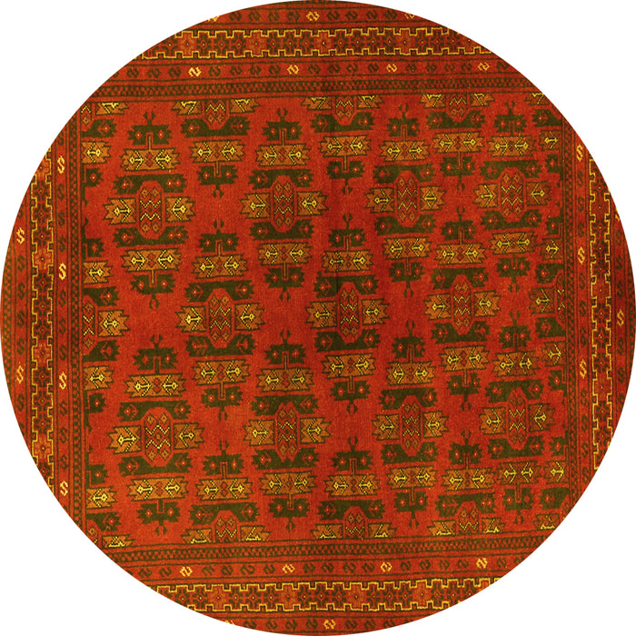 Round Persian Yellow Traditional Rug, tr1188yw