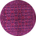 Round Persian Purple Traditional Rug, tr1188pur