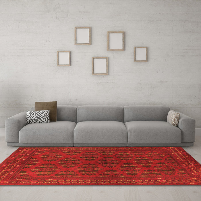 Machine Washable Persian Orange Traditional Area Rugs in a Living Room, wshtr1188org