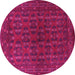 Round Machine Washable Persian Pink Traditional Rug, wshtr1188pnk