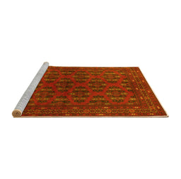 Sideview of Machine Washable Persian Yellow Traditional Rug, wshtr1188yw