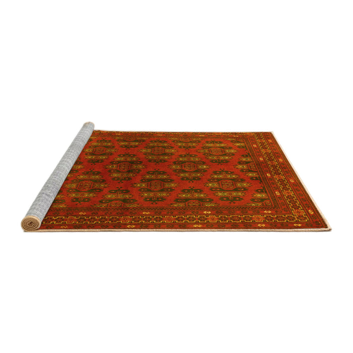 Sideview of Machine Washable Persian Yellow Traditional Rug, wshtr1188yw