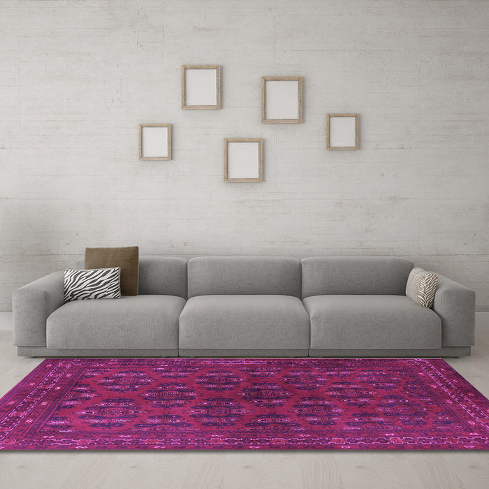 Machine Washable Persian Purple Traditional Area Rugs in a Living Room, wshtr1188pur