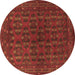 Round Persian Brown Traditional Rug, tr1188brn