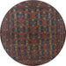 Round Persian Light Blue Traditional Rug, tr1188lblu