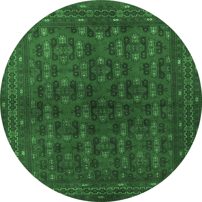 Round Persian Emerald Green Traditional Rug, tr1188emgrn