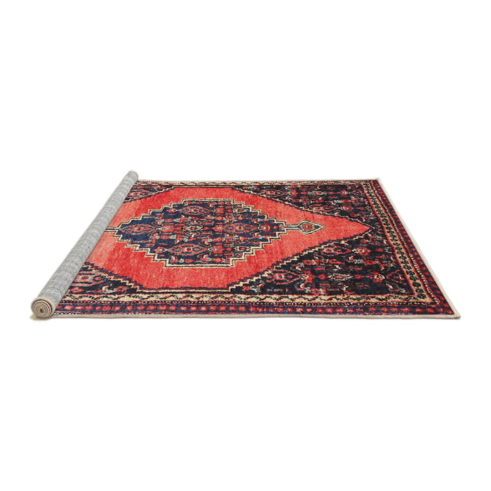 Sideview of Machine Washable Traditional Orange Salmon Pink Rug, wshtr1189