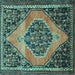 Square Medallion Turquoise Traditional Rug, tr1189turq