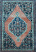 Medallion Light Blue Traditional Rug, tr1189lblu