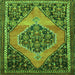 Round Machine Washable Medallion Green Traditional Area Rugs, wshtr1189grn