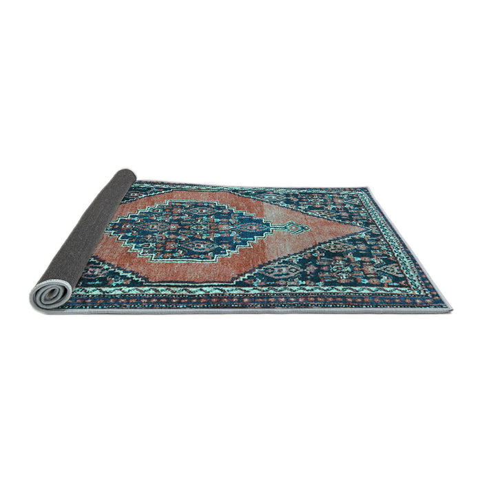 Sideview of Medallion Light Blue Traditional Rug, tr1189lblu