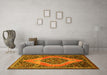 Machine Washable Medallion Yellow Traditional Rug in a Living Room, wshtr1189yw