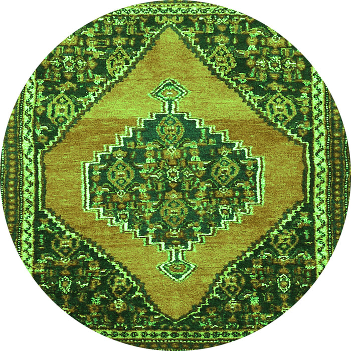 Square Medallion Green Traditional Rug, tr1189grn