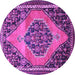 Round Medallion Purple Traditional Rug, tr1189pur