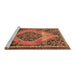 Sideview of Machine Washable Medallion Brown Traditional Rug, wshtr1189brn