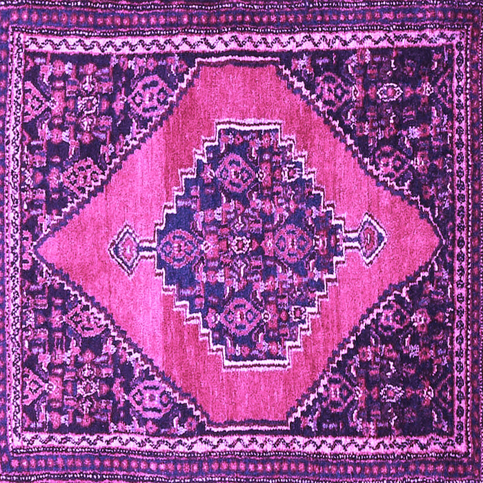 Square Machine Washable Medallion Purple Traditional Area Rugs, wshtr1189pur