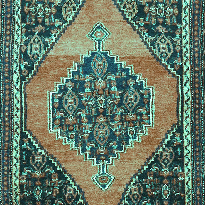 Machine Washable Medallion Turquoise Traditional Area Rugs, wshtr1189turq