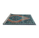 Sideview of Machine Washable Medallion Light Blue Traditional Rug, wshtr1189lblu