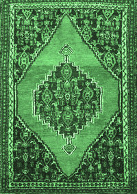 Medallion Emerald Green Traditional Rug, tr1189emgrn