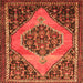 Round Machine Washable Medallion Orange Traditional Area Rugs, wshtr1189org