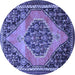 Round Medallion Blue Traditional Rug, tr1189blu