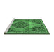 Sideview of Machine Washable Medallion Emerald Green Traditional Area Rugs, wshtr1189emgrn