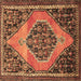 Square Medallion Brown Traditional Rug, tr1189brn