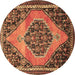 Round Medallion Brown Traditional Rug, tr1189brn