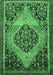 Machine Washable Medallion Emerald Green Traditional Area Rugs, wshtr1189emgrn