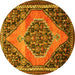 Round Medallion Yellow Traditional Rug, tr1189yw