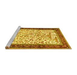 Sideview of Machine Washable Animal Yellow Traditional Rug, wshtr118yw