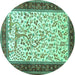 Round Animal Turquoise Traditional Rug, tr118turq