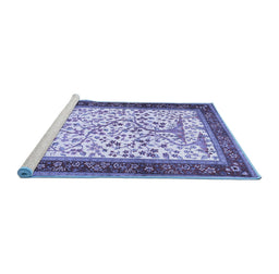 Sideview of Machine Washable Animal Blue Traditional Rug, wshtr118blu