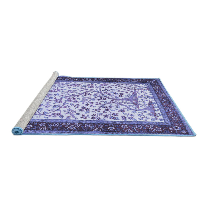 Sideview of Machine Washable Animal Blue Traditional Rug, wshtr118blu