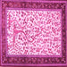 Square Animal Pink Traditional Rug, tr118pnk