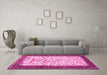 Machine Washable Animal Pink Traditional Rug in a Living Room, wshtr118pnk