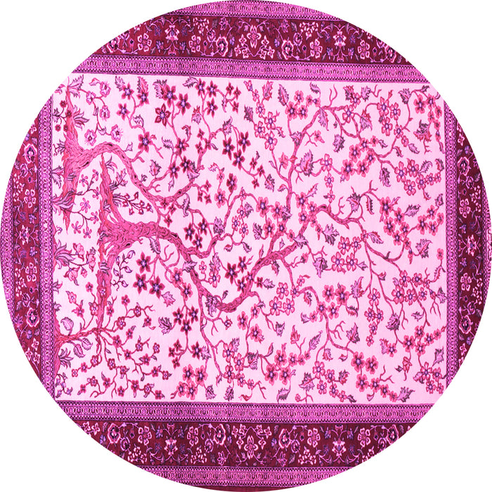 Round Animal Pink Traditional Rug, tr118pnk
