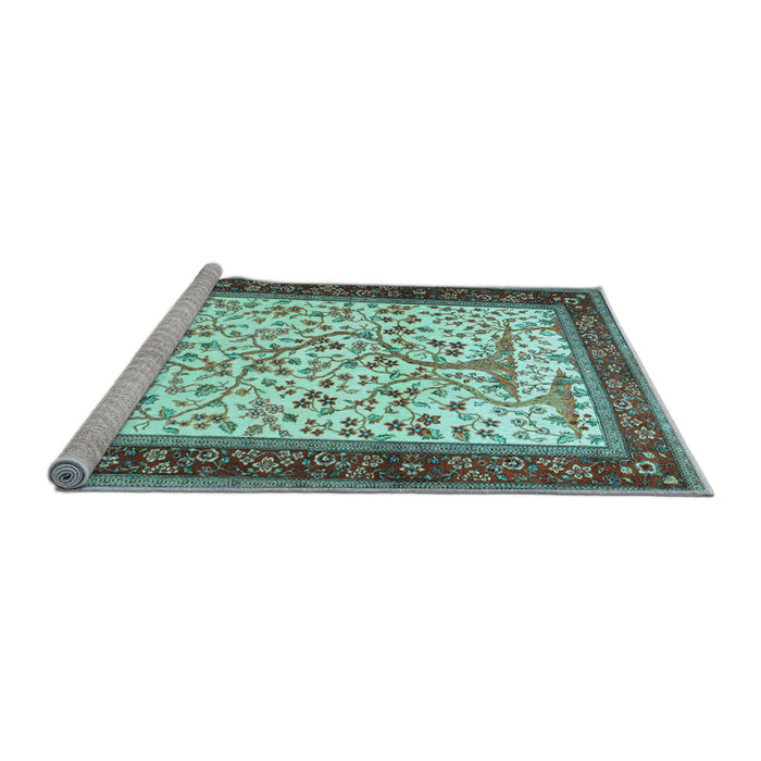 Sideview of Machine Washable Animal Light Blue Traditional Rug, wshtr118lblu