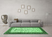 Machine Washable Animal Emerald Green Traditional Area Rugs in a Living Room,, wshtr118emgrn